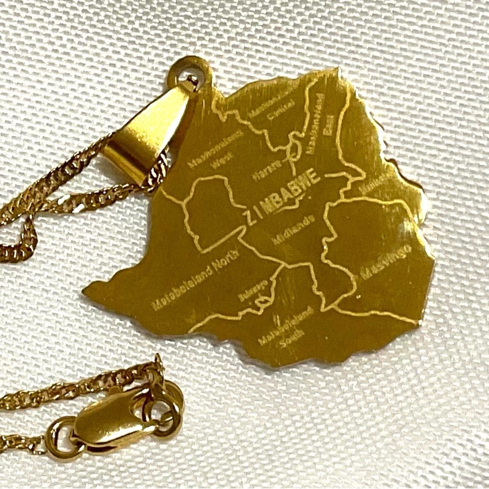 ZIMBABWE MAP PENDANT 18k Gold Plated - Picture 4 of 12